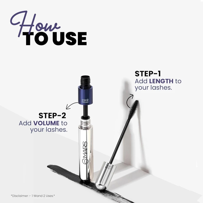 MARS Double Trouble Volumizing and Lengthening Mascara | 2-in-1 Mascara for Women 15 ml thumbnail 5